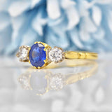Ellibelle Jewellery Vintage 1994 Sapphire & Diamond 18ct Gold Three Stone Engagement Ring