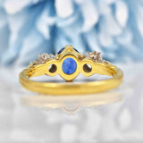Ellibelle Jewellery Vintage 1994 Sapphire & Diamond 18ct Gold Three Stone Engagement Ring
