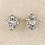 Ellibelle Jewellery Vintage 1995 Diamond 18ct Gold Daisy Cluster Stud Earrings