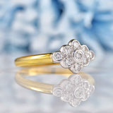 Ellibelle Jewellery Vintage 1995 Diamond 18ct Gold Kite-Shaped Cluster Ring (0.40cts)