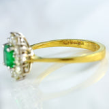 Ellibelle Jewellery Vintage 1995 Emerald & Diamond 18ct Gold Cluster Ring (0.50cts)