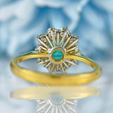 Ellibelle Jewellery Vintage 1995 Emerald & Diamond 18ct Gold Cluster Ring (0.50cts)