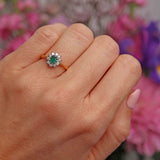 Ellibelle Jewellery Vintage 1995 Emerald & Diamond 18ct Gold Cluster Ring