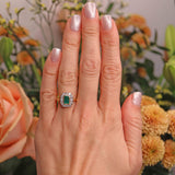 Ellibelle Jewellery Vintage 1995 Emerald & Diamond 18ct Gold Cluster Ring