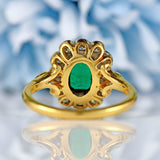 Ellibelle Jewellery Vintage 1995 Emerald & Diamond 18ct Gold Cluster Ring