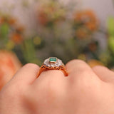 Ellibelle Jewellery Vintage 1995 Emerald & Diamond 18ct Gold Cluster Ring