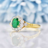 Ellibelle Jewellery Vintage 1995 Natural Emerald & Diamond 18ct Gold Cluster Ring