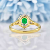 Ellibelle Jewellery Vintage 1995 Natural Emerald & Diamond 18ct Gold Cluster Ring