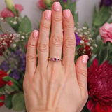 Ellibelle Jewellery Vintage 1995 Ruby & Diamond 18ct Gold Nine-Stone Bezel Ring