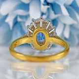 Ellibelle Jewellery Vintage 1995 Sapphire & Diamond 18ct Gold Oval Cluster Ring
