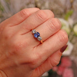 Ellibelle Jewellery Vintage 1995 Sapphire & Diamond 18ct Gold Three-Stone Engagement Ring