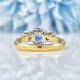 Ellibelle Jewellery Vintage 1995 Sapphire & Diamond 18ct Gold Three-Stone Engagement Ring