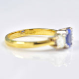 Ellibelle Jewellery Vintage 1995 Sapphire & Diamond 18ct Gold Three-Stone Engagement Ring