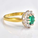 Ellibelle Jewellery Vintage 1995 Synthetic Emerald & Diamond Cluster Ring