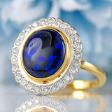 Ellibelle Jewellery Vintage 1996 Black Opal & Diamond 18ct Gold Cluster Ring