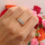 Ellibelle Jewellery Vintage 1996 Princess-Cut Diamond 18ct Gold Double-Row Band Ring