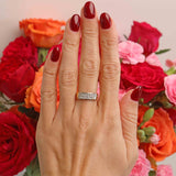 Ellibelle Jewellery Vintage 1996 Princess-Cut Diamond 18ct Gold Double-Row Band Ring