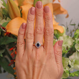 Ellibelle Jewellery Vintage 1996 Sapphire & Diamond 18ct Gold Petal-Shaped Cluster Ring
