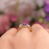 Ellibelle Jewellery Vintage 1996 Sapphire & Diamond 18ct Gold Three-Stone Engagement Ring