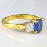 Ellibelle Jewellery Vintage 1996 Sapphire & Diamond 18ct Gold Three-Stone Engagement Ring