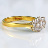 Ellibelle Jewellery Vintage 1996 Vari-Cut Diamond 18ct Gold Cluster Ring
