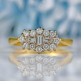 Ellibelle Jewellery Vintage 1996 Vari-Cut Diamond 18ct Gold Cluster Ring