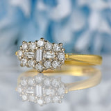 Ellibelle Jewellery Vintage 1996 Vari-Cut Diamond 18ct Gold Cluster Ring