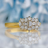 Ellibelle Jewellery Vintage 1996 Vari-Cut Diamond 18ct Gold Cluster Ring
