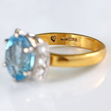 Ellibelle Jewellery Vintage 1997 Aquamarine & Diamond 18ct Gold Cocktail Ring