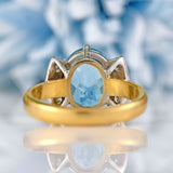 Ellibelle Jewellery Vintage 1997 Aquamarine & Diamond 18ct Gold Cocktail Ring