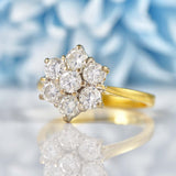 Ellibelle Jewellery Vintage 1997 Diamond 18ct Gold Daisy Cluster Ring (1.00ct)