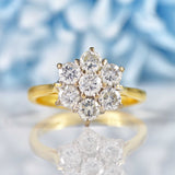 Ellibelle Jewellery Vintage 1997 Diamond 18ct Gold Daisy Cluster Ring (1.00ct)