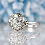 Ellibelle Jewellery Vintage 1997 Diamond 18ct White Gold Daisy Cluster Ring
