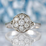 Ellibelle Jewellery Vintage 1997 Diamond 18ct White Gold Daisy Cluster Ring