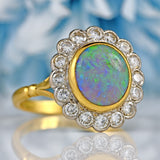 Ellibelle Jewellery Vintage 1997 Opal & Diamond 18ct Gold Cluster Ring (1.86cts)