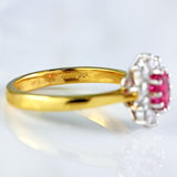 Ellibelle Jewellery Vintage 1997 Pink Tourmaline & Diamond 18ct Gold Cluster Ring