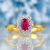 Ellibelle Jewellery Vintage 1997 Pink Tourmaline & Diamond 18ct Gold Cluster Ring