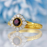 Ellibelle Jewellery Vintage 1997 Ruby & Diamond 18ct Gold Cluster Engagement Ring