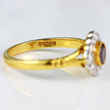 Ellibelle Jewellery Vintage 1997 Ruby & Diamond 18ct Gold Cluster Engagement Ring