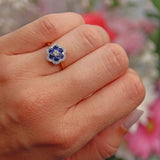 Ellibelle Jewellery Vintage 1997 Sapphire & Diamond Daisy Cluster Ring