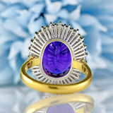 Ellibelle Jewellery Vintage 1998 Amethyst & Diamond 18ct Gold Oval Cluster Ring