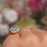 Ellibelle Jewellery Vintage 1998 Aquamarine & Diamond Cluster Engagement Ring