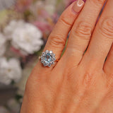 Ellibelle Jewellery Vintage 1998 Aquamarine & Diamond Cluster Engagement Ring