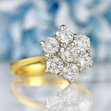 Ellibelle Jewellery Vintage 1998 Diamond 18ct Gold Daisy Cluster Ring (1.40cts)