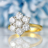 Ellibelle Jewellery Vintage 1998 Diamond 18ct Gold Daisy Cluster Ring (1.40cts)