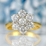 Ellibelle Jewellery Vintage 1998 Diamond 18ct Gold Daisy Cluster Ring (1.40cts)