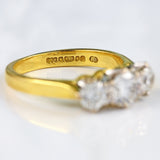 Ellibelle Jewellery Vintage 1998 Diamond 18ct Gold Three-Stone Engagement Ring (0.95ct)