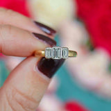 Ellibelle Jewellery Vintage 1998 Emerald-Cut Diamond 18ct Gold Three-Stone Engagement Ring (0.90cts)