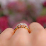 Ellibelle Jewellery Vintage 1998 Emerald-Cut Diamond 18ct Gold Three-Stone Engagement Ring (0.90cts)