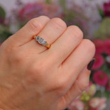 Ellibelle Jewellery Vintage 1998 Emerald-Cut Diamond 18ct Gold Three-Stone Engagement Ring (0.90cts)